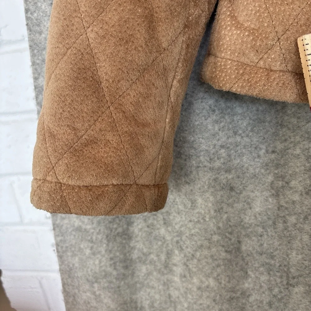 Vintage Casablanca Suede Leather Jacket Womens S Brown Zip Front Retro Coat - Picture 12 of 16